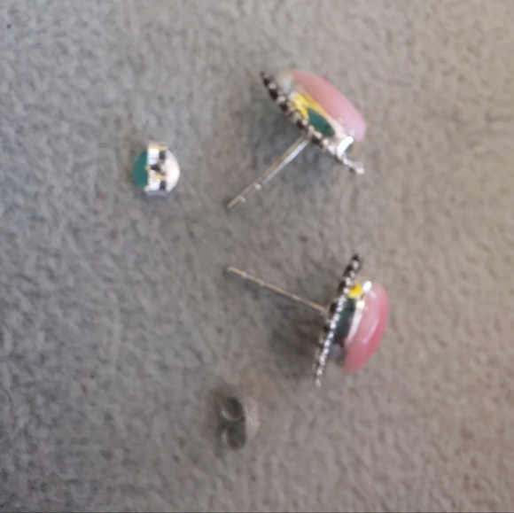 Pink Queen Conch Shell Teardrop Silver Earrings - Picture 6 of 7